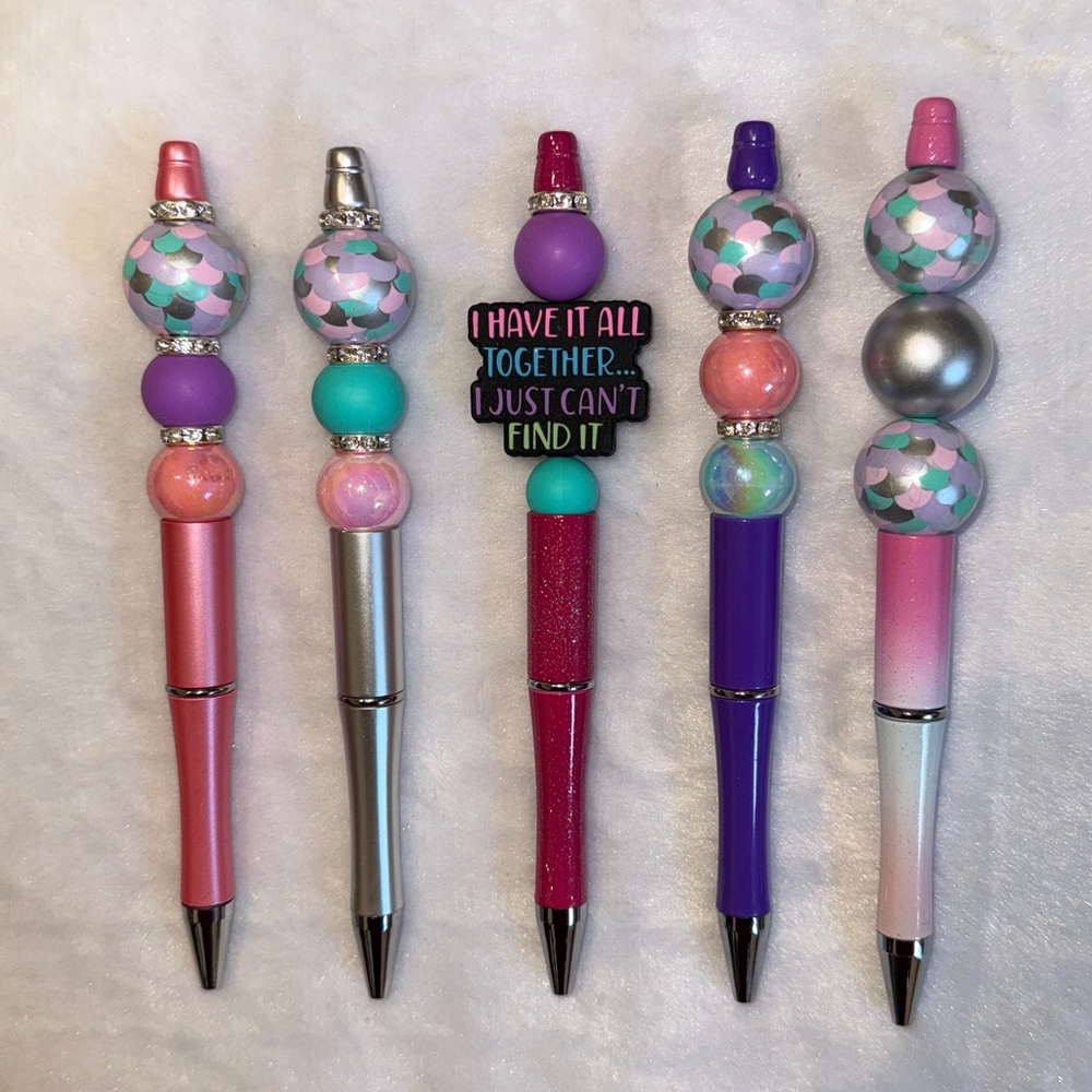 5 piece- Mermaid Lovers themed handcrafted beaded pens set.